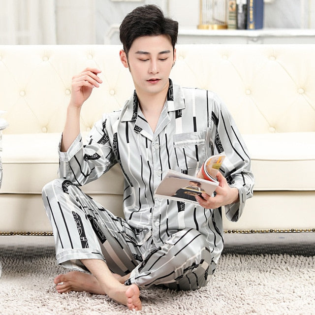 Men's Designer Ice Silk Pajama Set